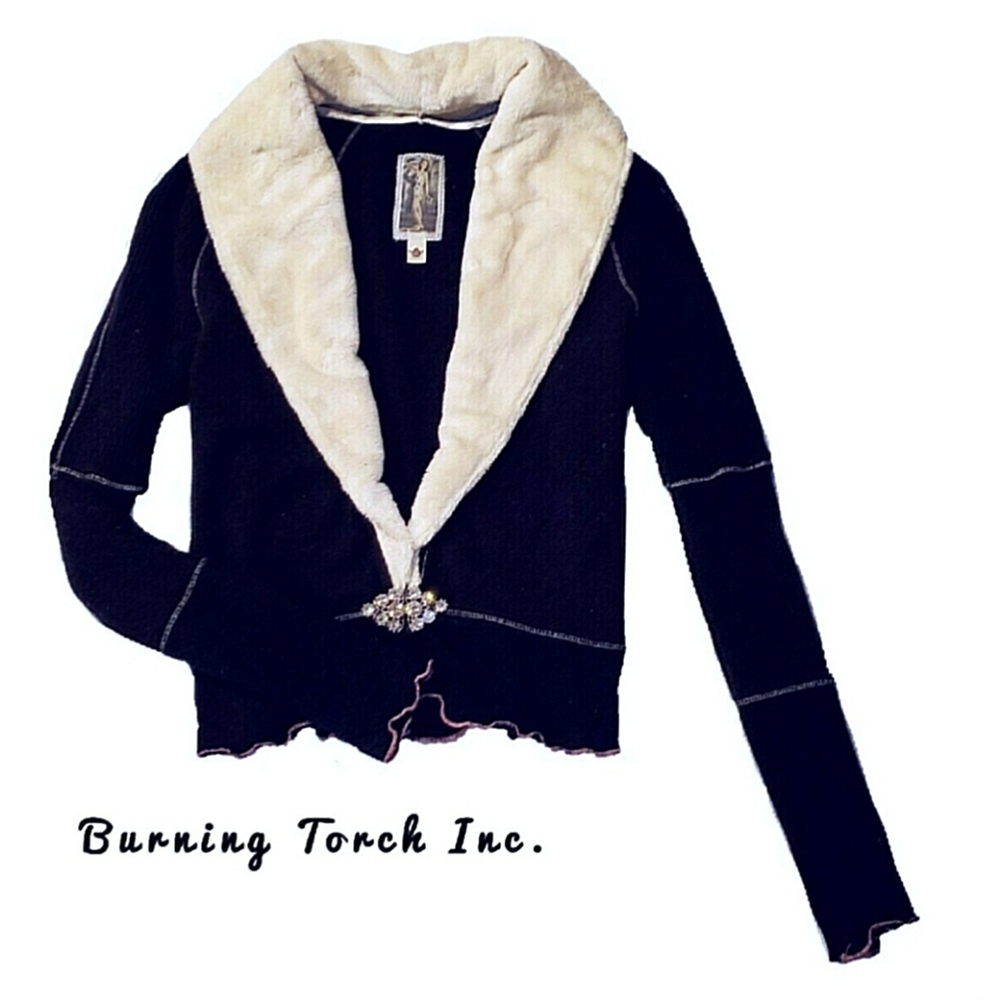 Burning Torch Black and Cream Cardigan